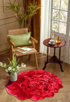 Tapis à motif de rose verte en gros, tapis personnalisés en forme 3D avec logo, tapis incurvé 3D, tapis mignon en forme de fleur, tapis de bain