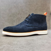 Sepatu Boots Pria Kulit Sapi Asli Premium Berkualitas Tinggi Model Chukka Chelsea Klasik dengan Tali