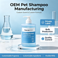 Shampooing pour chien 4-en-1 de 500 ml disponible en OEM, gel de bain parfumé pour animaux de compagnie, parfum longue durée, antibactérien pour tous les chiens