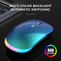 Souris sans fil LED Souris silencieuse et fine 2.4G &BT Souris sans fil rechargeable pour ordinateur portable, Mac-Book, Pad, Chromebook