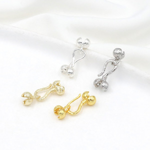 Hebilla con baño de oro de 14K, cierre de capullo de flor de oro auténtico de 18K, hebilla con cuentas para conectar collares, clip accesorio DIY B61 - Product Image 3
