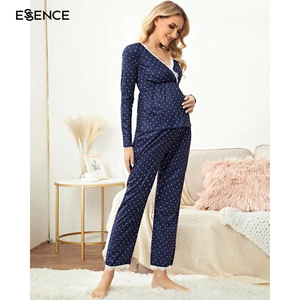 Custom Lace Trim Overlap Collar <strong>Maternity</strong> Linen Clothes Pajama Women Sleepwear Long Sleeve Nursing Breastfeeding Pregnancy - Product Image 3