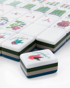 Tuiles de Mahjong Américain Personnalisées à 4 Couches, 160 Tuiles en Plastique avec Motif Bleu Profond, Idées Cadeaux de Luxe - Product Image 4