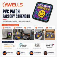 Écussons personnalisés en PVC 3D avec logo pour équipe créative, badges d'identité en caoutchouc souple de qualité supérieure pour vêtements de style de vie AWELLS