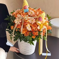 Panier de fleurs artificielles écologique et réutilisable fait main pour la fête de Qixi, arrangement floral, seau à câlins en carton gris