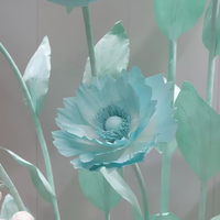 T-FT173 Groothandel Grote Lange Bruiloftdecoratie Romantische Roze Papieren Klaproos Bloemenstandaard Set Kunstmatige Staande Reuze Bloem