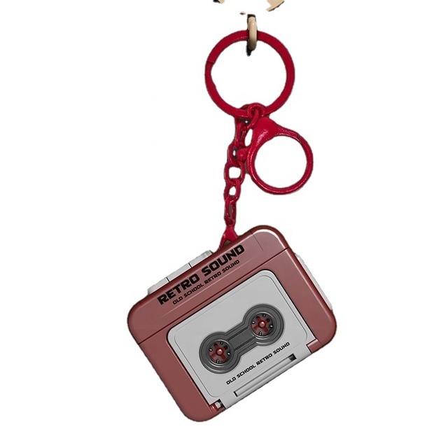 Retro Acrylic Cassette Tape Recorder Keychain Mini Vintage Sound Player Charm Portable Bag Pendant Music Lovers Friends Cool