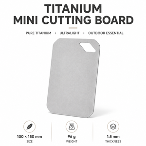 Planche à découper en titane pur 10x15cm, antibactérienne, pour équipement de camping, compatible avec les casseroles empilables, planche de camping en titane - Product Image 1