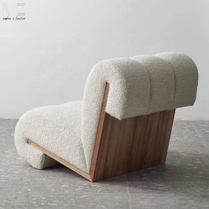 İskandinav oturma odası mobilya Modern eğlence ahşap beyaz buklet salonu kanepe sandalye L şekli terlik krem koyun <span class=keywords><strong>Accent</strong></span> sandalye - Product Image 5