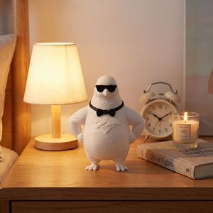รูปปั้นนกสมัยใหม่ แว่นกันแดดเท่ๆ รูปปั้นอีกา ของตกแต่งสไตล์นอร์ดิก ของประดับตกแต่งโต๊ะทำงาน ของขวัญขึ้นบ้านใหม่สุดพิเศษ ตุ๊กตานกสีขาว - Product Image 1