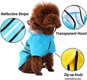 Spring Reflective <b>Waterproof</b> Eco-Friendly <b>Dog</b> Raincoat-Hooded S-XL PU Pet <b>Jacket</b> for Outdoor <b>Dog</b> Accessories - Product Image 4