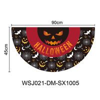 Spanduk Setengah Lingkaran Halloween 90X45Cm Bendera Gantung Poliester Hantu Labu Buatan Khusus untuk Dekorasi Pesta Dinding Pintu