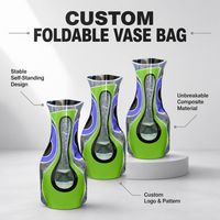 Vase en plastique pliable à imprimé floral de style européen pour la décoration de table de mariage, manchon à fleurs incassable et pliable à plat