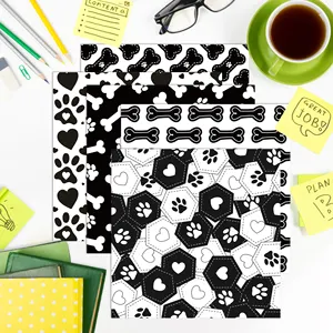 Black Dog Paw Pattern Scrapbook Paper Double-Sided DIY Craft Paper For Gift Wrapping Photo Album Birthday Party Supplies