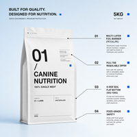 Sachet d'emballage alimentaire personnalisé pour animaux de compagnie, pochette verticale refermable avec fermeture éclair, en plastique de qualité alimentaire pour aliments secs pour chiens et chats, avec fenêtre transparente