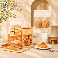 Sac à pain en papier kraft Lebei avec fenêtre transparente, fermeture à boucle métallique, fond plat, emballage pour boulangerie, sachet pour pain grillé