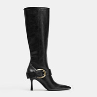 Bottes hautes à bout pointu et boucle rétro QuiteS 2027, nouvelle collection automne-hiver, talons aiguilles sexy pour soirée, chaussures à talons hauts pour femmes