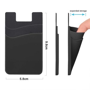 Silicone thẻ tín dụng Wallet 2-túi dính Stick-on chủ điện thoại di động Trường hợp với ID chủ thẻ túi loại - Product Image 2