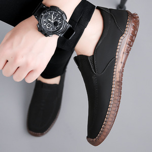 Mocasines sin cordones para hombre, punta redonda, suela de goma transpirable, zapatos casuales de primavera, color sólido, forro de PU, lengüeta con logo en relieve - Product Image 4