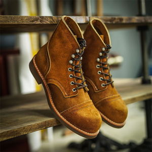 Bottes en daim et cuir véritable pour homme, sur mesure, à lacets, confortables pour la randonnée et la montagne. - Product Image 2