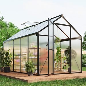 GarveeTech 6X10 Ft Polycarbonate Greenhouse Aluminum <b>Frame</b> Lockable Door Outdoor Garden Sunroom For <b>Plants</b> Vegetables Herbs - Product Image 1