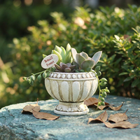 Pot de fleurs en résine imitation pierre et bois, écologique, avec trou de drainage, style vintage rustique, pour la décoration de jardin et des plantes succulentes