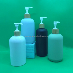 Emballage de soins de la peau Ensemble de lavage corporel 200ML 300ML 500ML Bouteille de shampooing verte douce au toucher Bouteille de lotion ronde rechargeable mate - Product Image 3