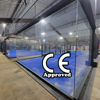 Terrain de padel super panoramique 10x20m certifié CE, avec accessoires en verre soudés au laser et triple galvanisation à chaud