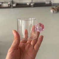 Ensemble de tasses à thé en verre de 100 ml résistantes à la chaleur avec poignées en boule colorées, verres à espresso