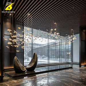 Lampadario Personalizzato a Forma di Scultura di Pesci in Vetro Grande, Lampada a Sospensione LED Moderna a Forma di Pesce, Luce Bianca Calda per Hall di Hotel, Villa di Lusso, Resort - Product Image 3