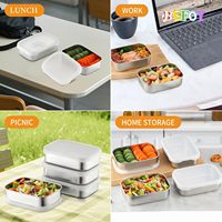 Conteneur de stockage de collations en acier inoxydable étanche de 600ml avec couvercle en silicone Boîte à bento en métal pour le travail
