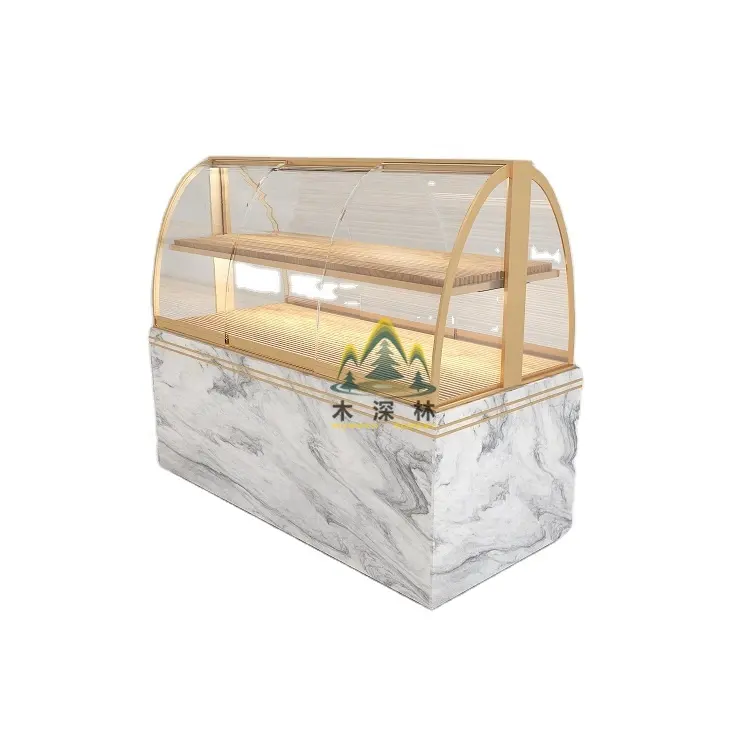 Bakery display cabinet cake refrigerated glass showcase bread display stand bakery shop counter design and custom
