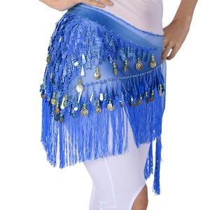 Pañuelo de cadera para danza del vientre con borlas y lentejuelas, falda triangular con monedas, ropa para festivales de música - Product Image 6