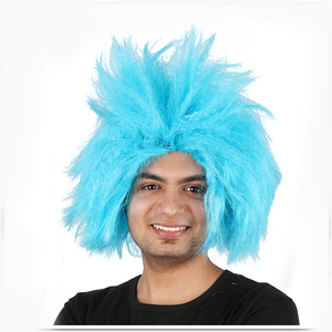 Peluca Afro para mujeres, pelo azul brillante, barata, para Fans del fútbol, de la Copa Mundial de <span class=keywords><strong>Rusia</strong></span>, venta al por mayor - Product Image 1