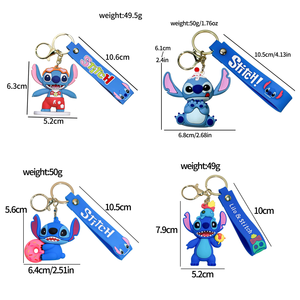 Wholesale <b>Cute</b> Stitched Keychain Cartoon Anime Doll <b>Keyring</b> Soft PVC Backpack Charms Children Small Gift - Product Image 5