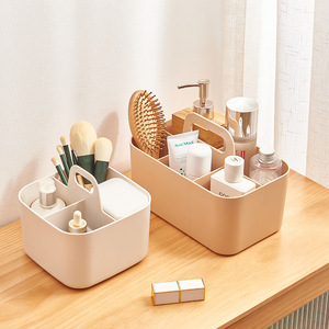 Caja de almacenamiento de escritorio con compartimentos, organizador de oficina con asa, rectangular, de Color sólido, apilable para uso en escritorio - Product Image 3