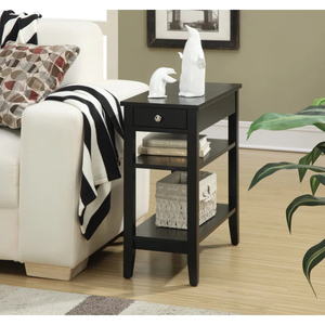 Factory Hot Sell Traditional One Drawer Chairside <b>End</b> <b>Table</b> with Shelves, Modern Wood Side for Living Room Bedroom - Product Image 1