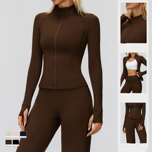 Veste de yoga à <span class=keywords><strong>demi</strong></span>-zip ajustée, à séchage rapide, hautement élastique, pour le sport, la salle de sport, les vêtements de sport, avec trous pour les pouces, haut de yoga - Product Image 2