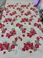 Nouveau tissu en dentelle de luxe de haute qualité, tissu en maille lourd brodé à la main avec des perles et des paillettes 3D pour robe de mariée ou de soirée pour femmes