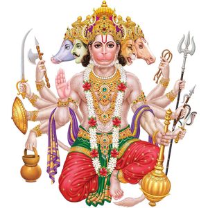PARIJAT HANDICRAFT Art moderne Sticker mural multicolore Panchmukhi Seigneur Hanuman Ji et Ram Ji - Product Image 5
