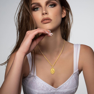 Collier pendentif Vierge Marie en cuivre plaqué or Merryshine, amulette chrétienne, médaille, zircone cubique, bijoux religieux - Product Image 3