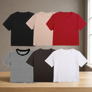 เสื้อยืดทรงบ็อกซ์ ครอป ผู้หญิง ผ้าฝ้าย 220 กรัม ทรงโอเวอร์ไซส์ ผ้าถัก สวมใส่สบาย แห้งเร็ว ระบายอากาศได้ดี สีขาว - Product Image 3