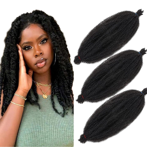 <span class=keywords><strong>Xtrend</strong></span> 3 paquets de 8 pouces de cheveux afro twist souples et élastiques, pré-séparés, faux locs, extensions de cheveux naturels noirs Marley - Product Image 1