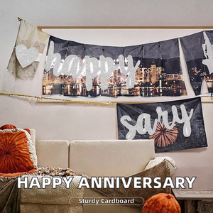 Striscione a Cuore Argentato per <span class=keywords><strong>Anniversario</strong></span>, Insegna in Cartone Resistente da Appendere per Decorazioni Matrimoniali, Logo Personalizzato OEM ODM - Product Image 3
