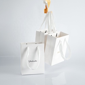 15x6x20cm <b>Small</b> <b>White</b> Luxury Gift Paper Shopping <b>Bag</b> for Jewelry Custom Printed with Ribbon Handle Multiple Sizes Available - Product Image 6