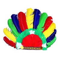 Coiffe en plumes indiennes, chapeau de tambour africain, coiffe sauvage indigène, accessoires de scène pour Halloween