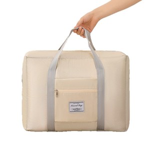 Sac de voyage grande capacité pliable et imperméable avec étui à roulettes pour voyage unisexe beige noir gris bleu marine rose bleu - Product Image 5