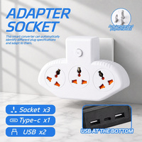 Prise de conversion universelle industrielle en ABS avec 2 ports USB-A et 1 port Type-C pour le Vietnam et l'Afrique 110-250V