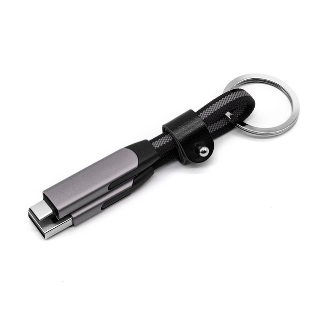 OEM/ODM Factory 6-in-1 USB Multi-Function Fast Charging Cable Keychain 60W Pd Type-C 6-in-1 Fast Charging & Data Keychain Gadget