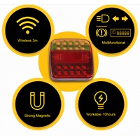 Kit de feux de remorque magnétiques sans fil étanches 12V 24V en plastique rouge, feux de remorquage LED pour camions, bateaux, camping-cars, caravanes
